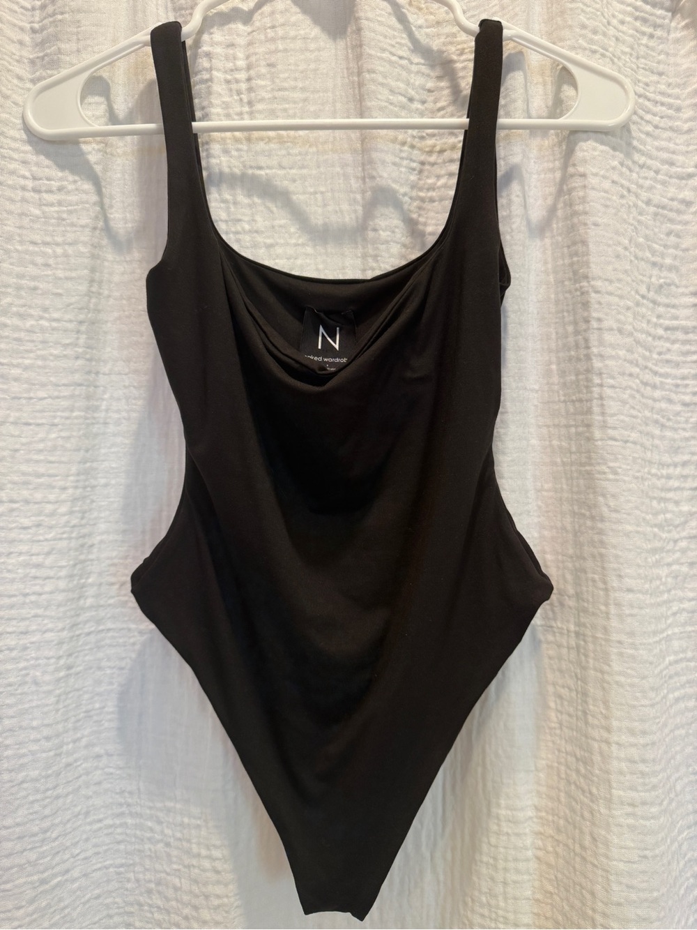Naked Wardrobe Black Scoop Neck Bodysuit Double Lined